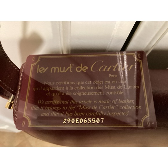 Cartier Crossbody Bag Leather Shoulder Bag Burgundy Designer Purse - Picture 5 of 16